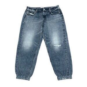 RAG & BONE Miramar Joggers Size XL Denim Print Sweatpant Cotton Terry Faux Jeans